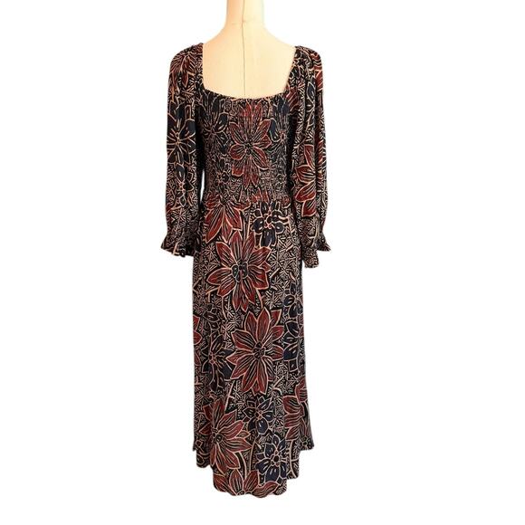 Angie Dress Womens‎ Medium Floral Boho Midi 3/4 Sleeve Twist Keyhole Festival - Picture 3 of 6